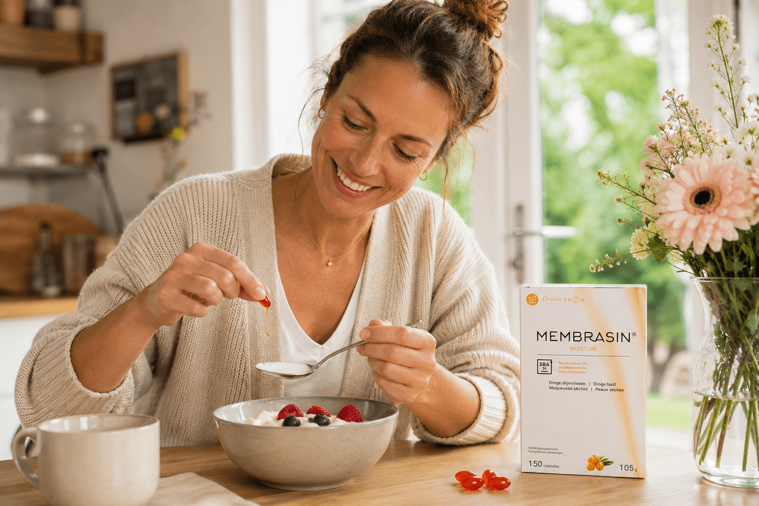 Wist je dat je Membrasin® Moisture ook door je yoghurt kunt mengen?