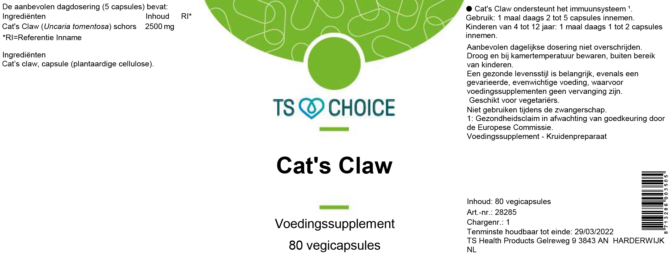 TS Choice Cat's Claw 500 mg, 80 vcaps