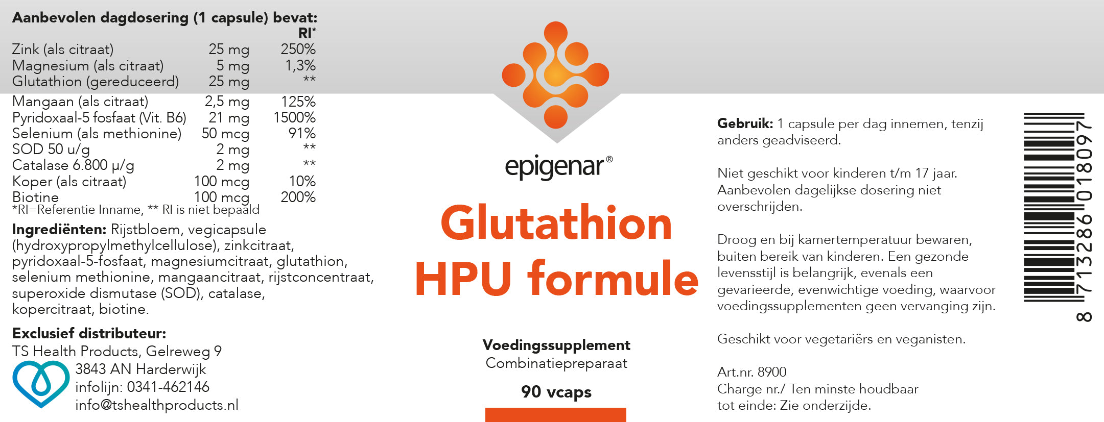 Epigenar Glutathione HPU formula, 90 vcaps