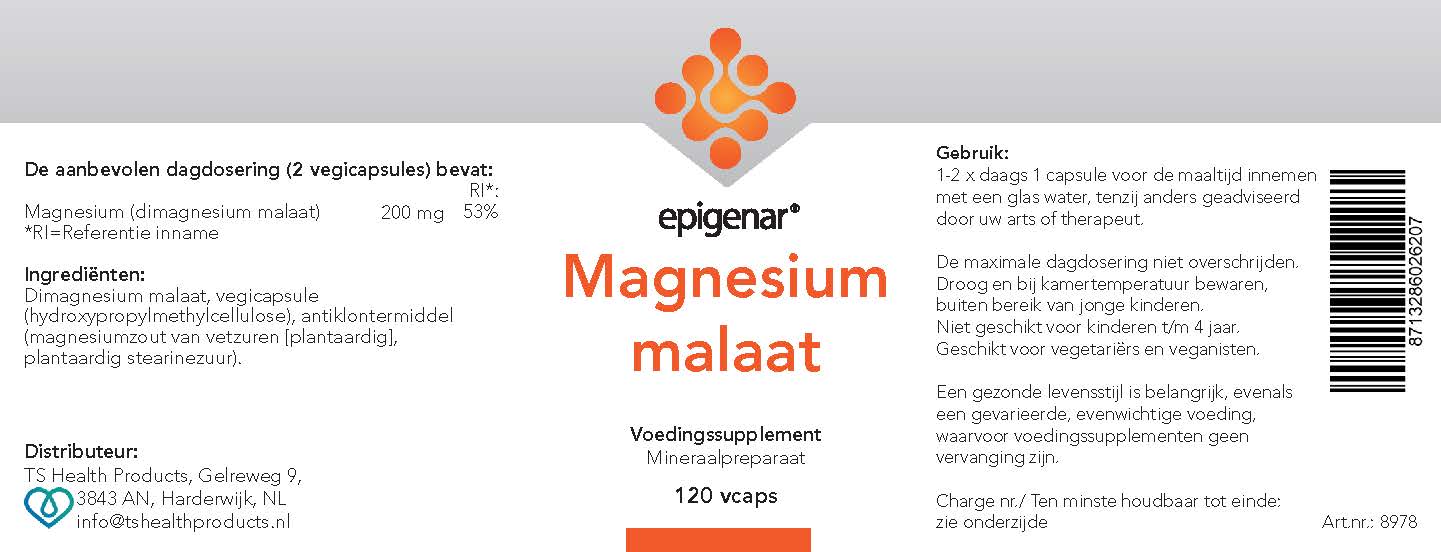 Epigenar Magnesium malaat 100 mg, 120 vcaps