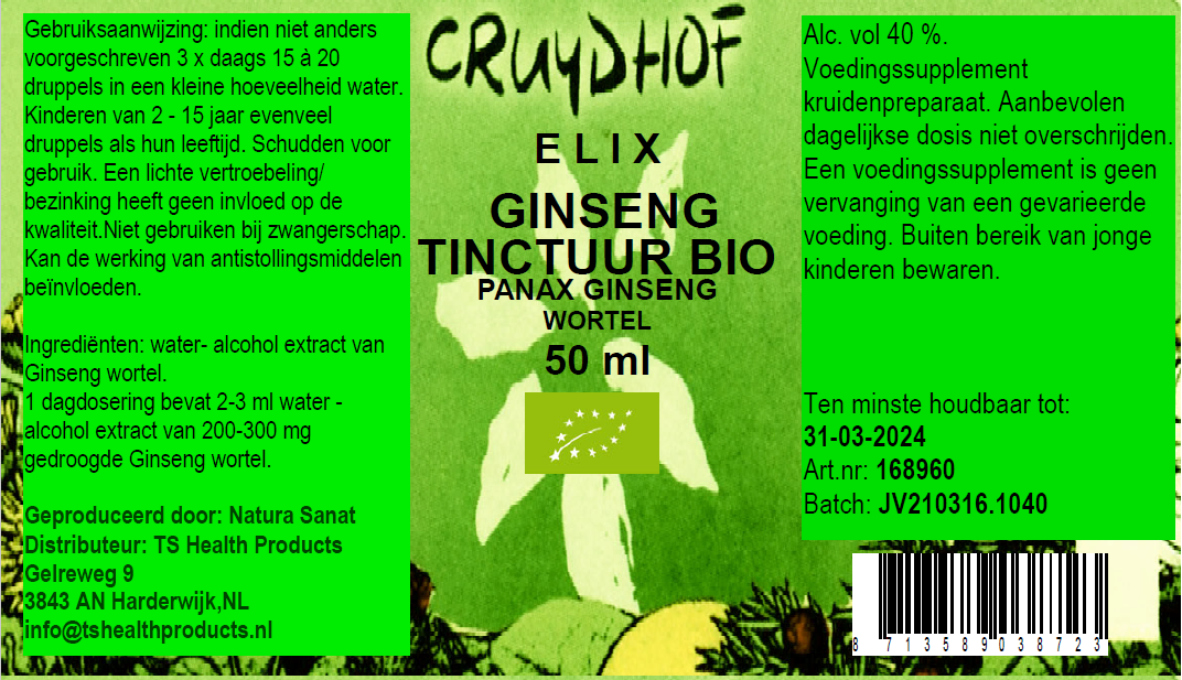 Elix, Ginseng tinctuur BIO