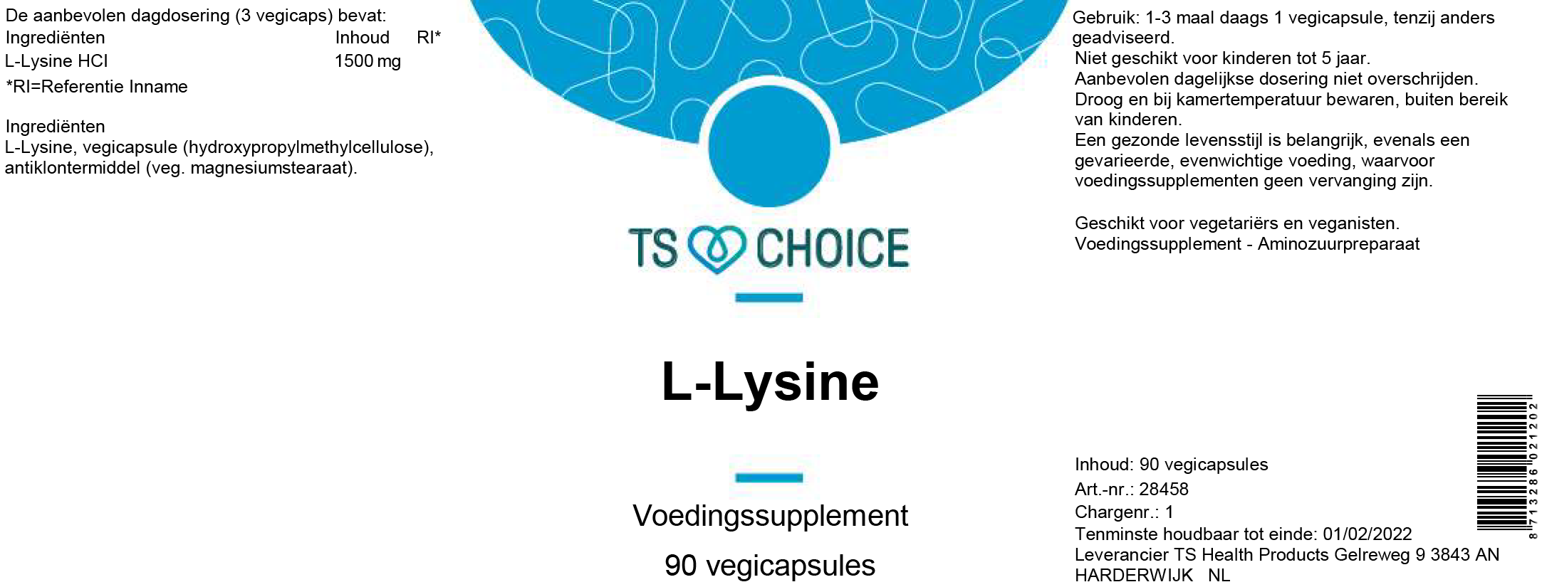 TS Choice L-Lysine, 90 vcaps