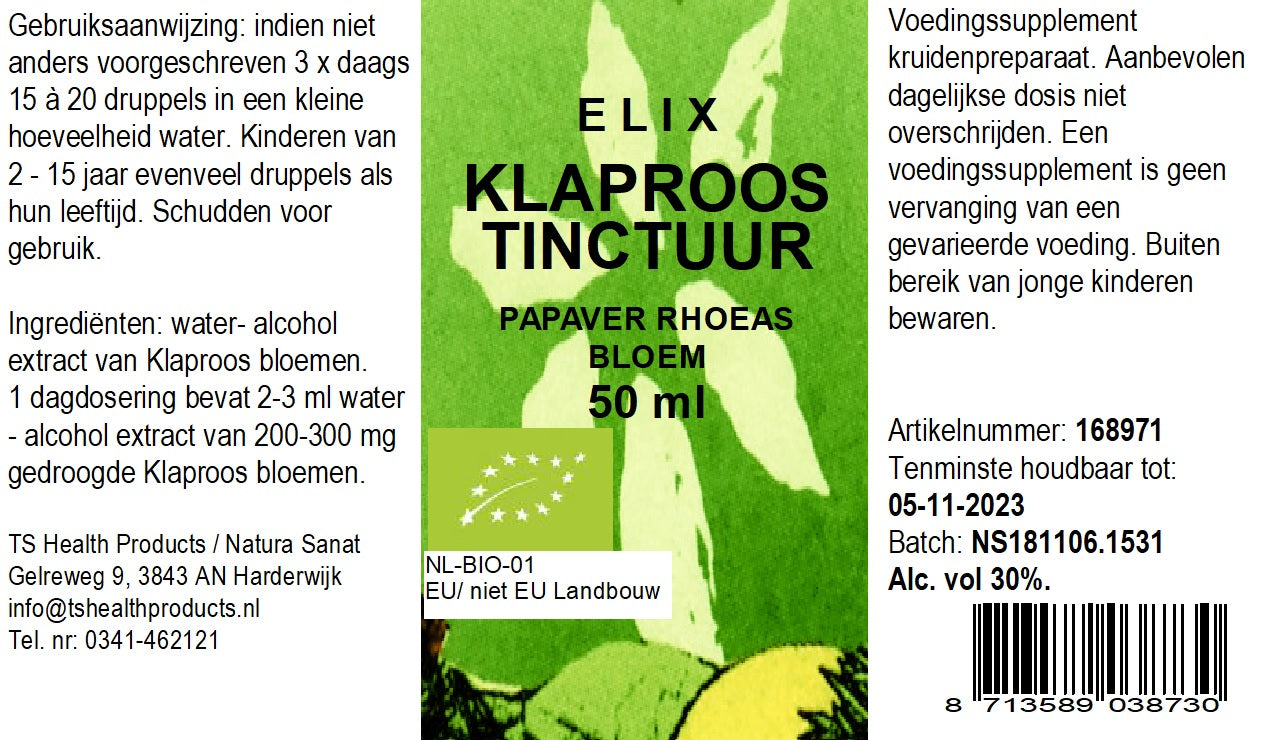 Elix, Klaproos tinctuur BIO