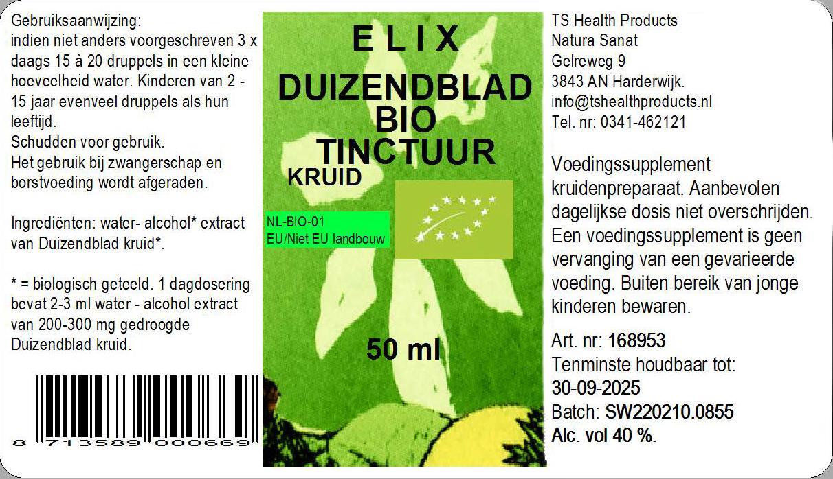 Elix, Achillea Millefolium / Duizendblad tinctuur BIO