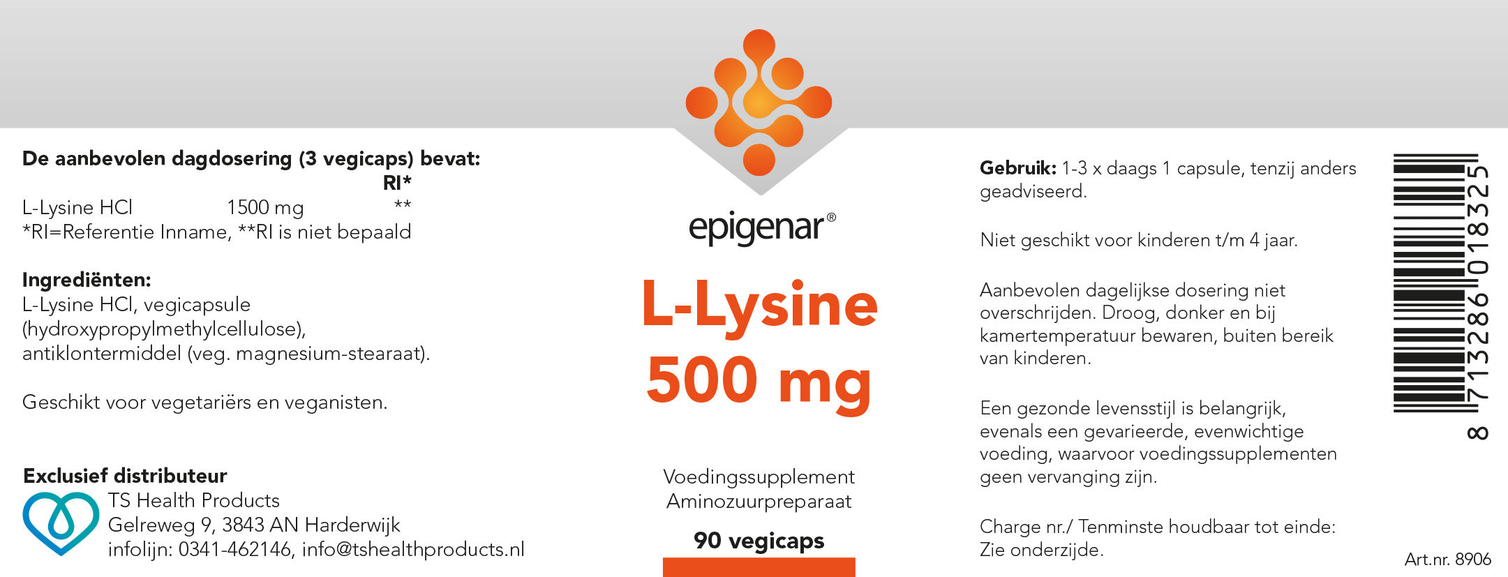 Epigenar L-Lysine 500 mg, 90 vcaps