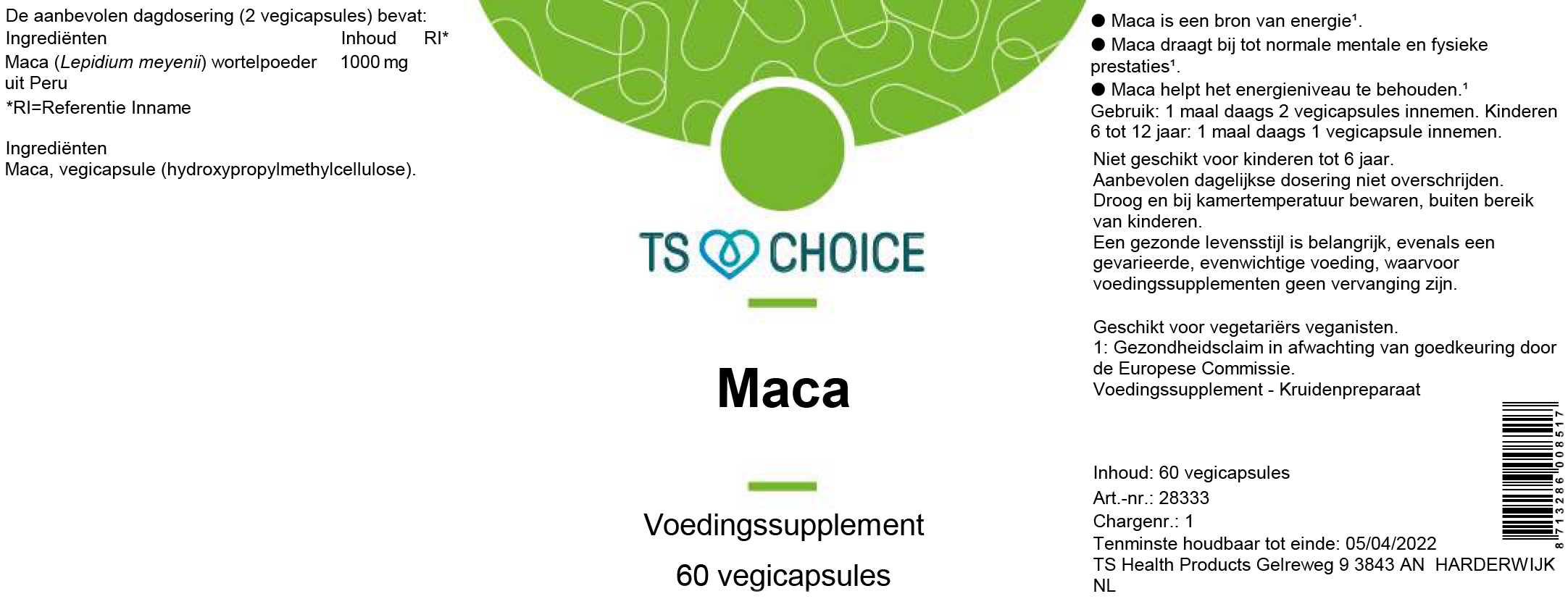 TS Choice Maca, 60 vcaps