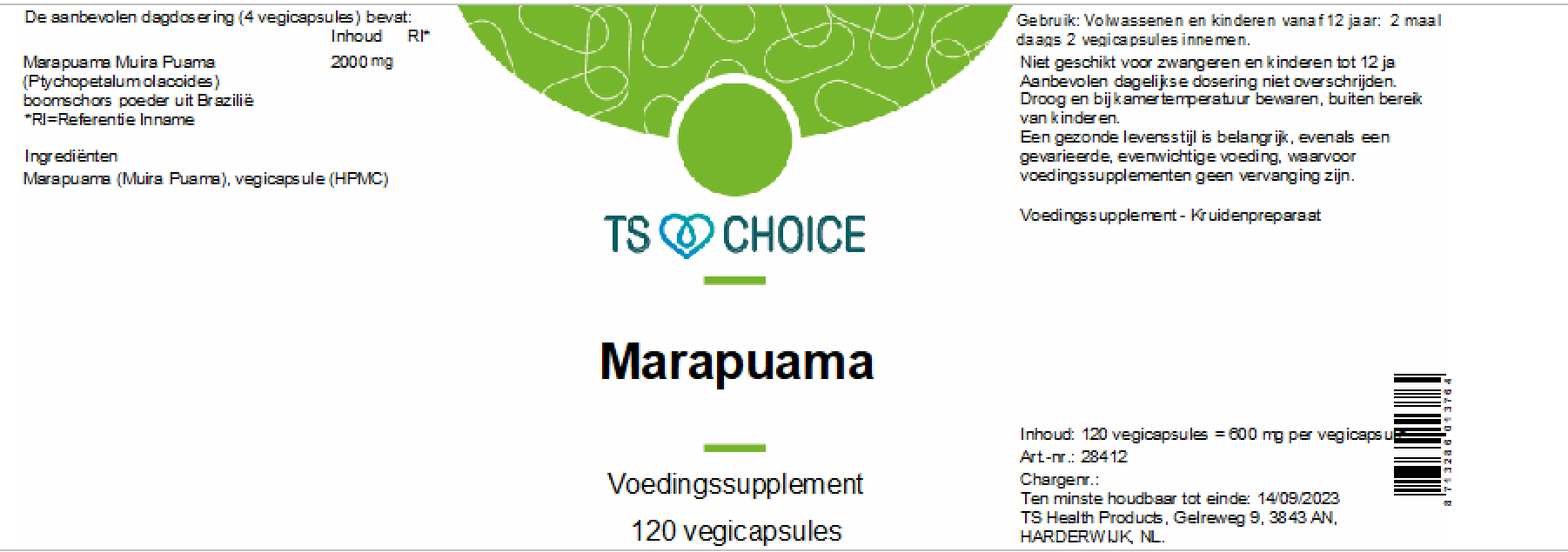 TS Choice Muira puama, 120 vcaps