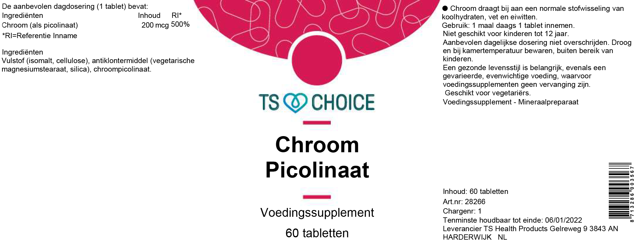 TS Choice Chromium picolinate, 60 tbl
