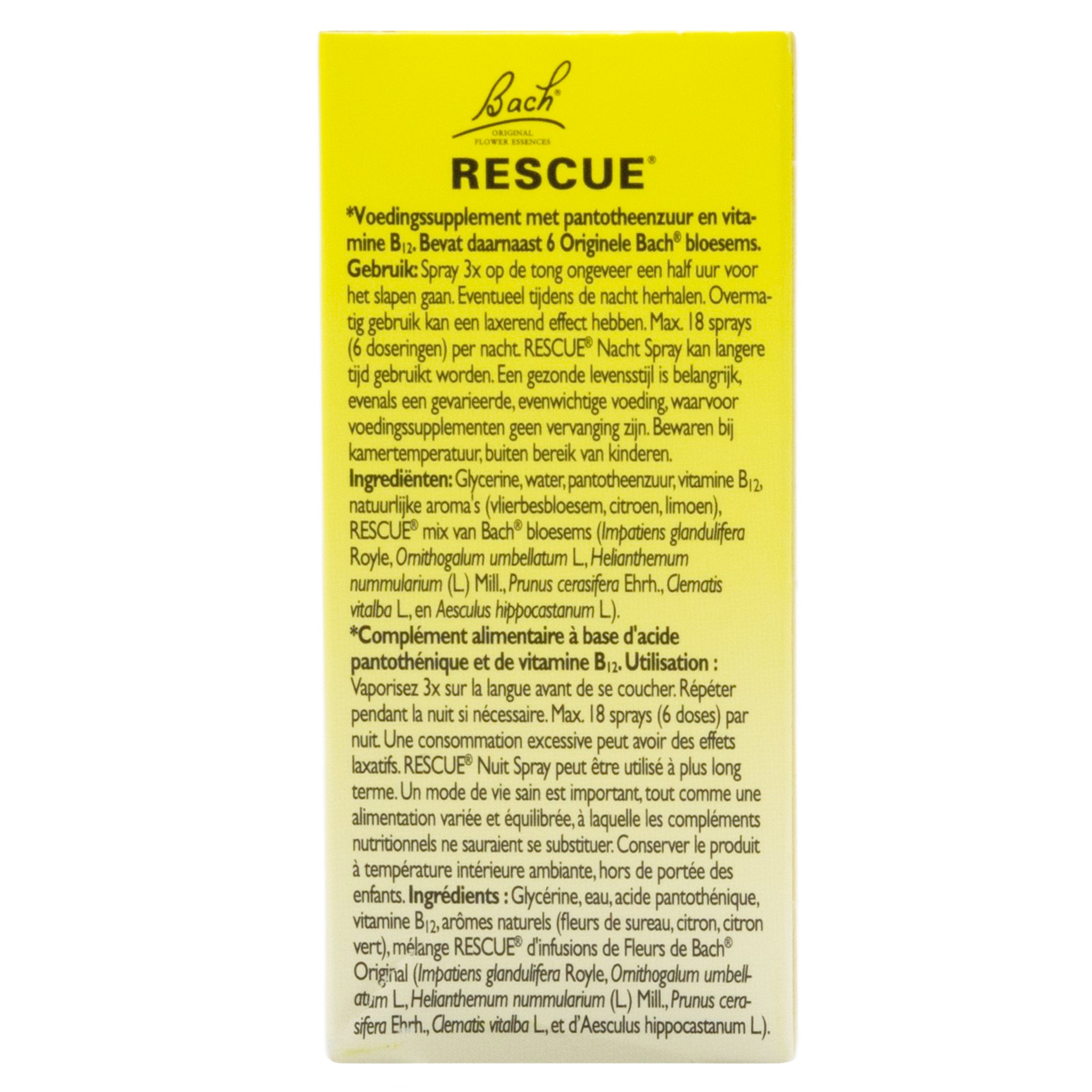 Bach RESCUE® Night Spray - Alcohol-Free + B5 &amp; B12, 7 ml