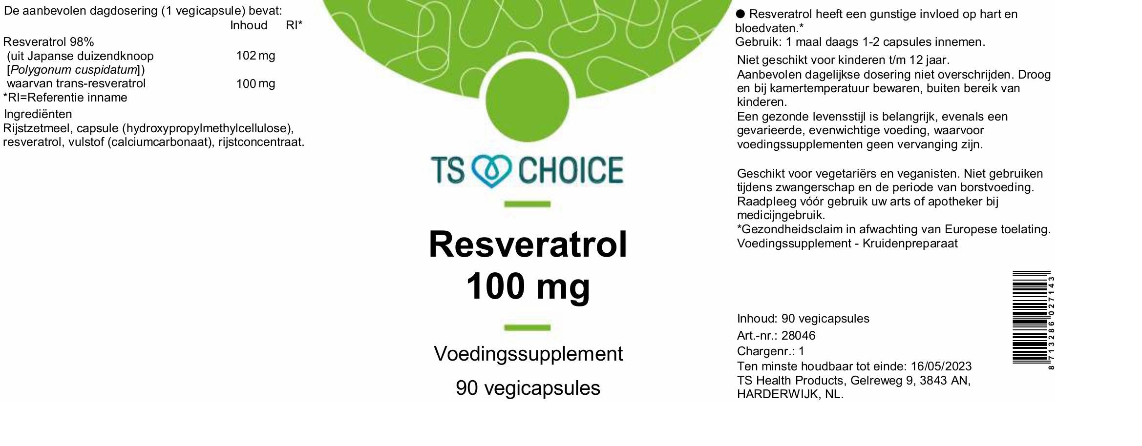 TS Choice Resveratrol 100 mg, 90 vcps