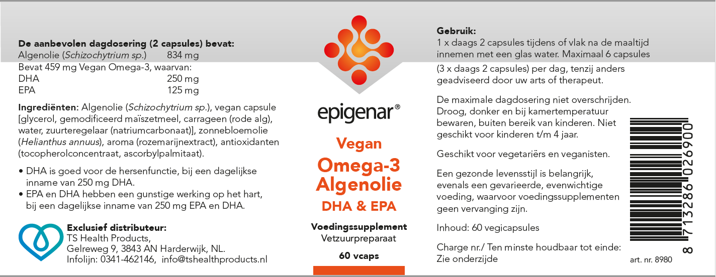 Epigenar Vegan Omega 3 Algae Oil 417 mg, 60 vcaps