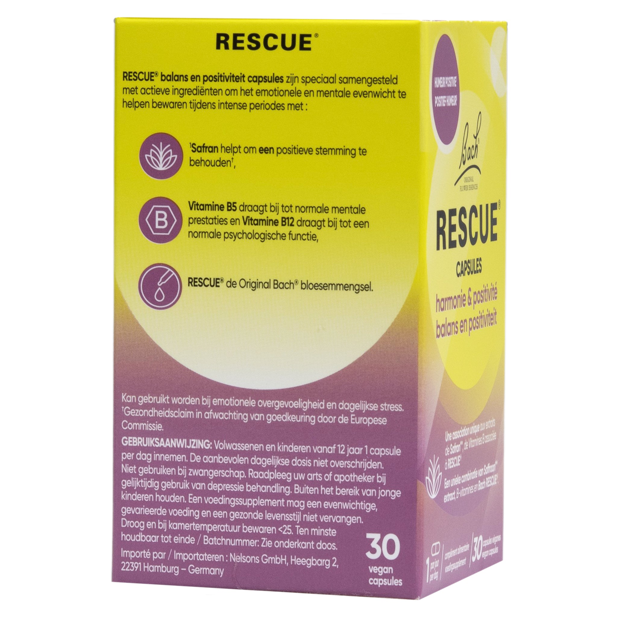 Bach RESCUE® Balans & Positiviteit Capsules, 30 vcaps