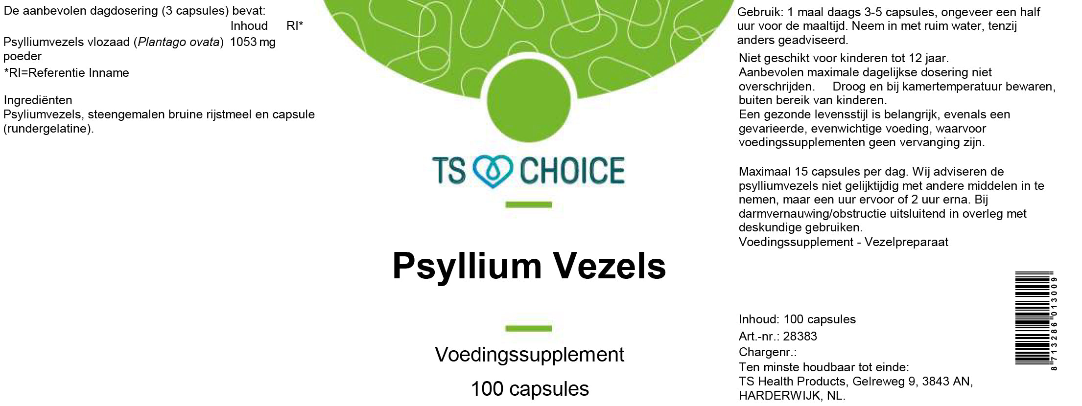 TS Choice Psyllium fibers, 100 caps