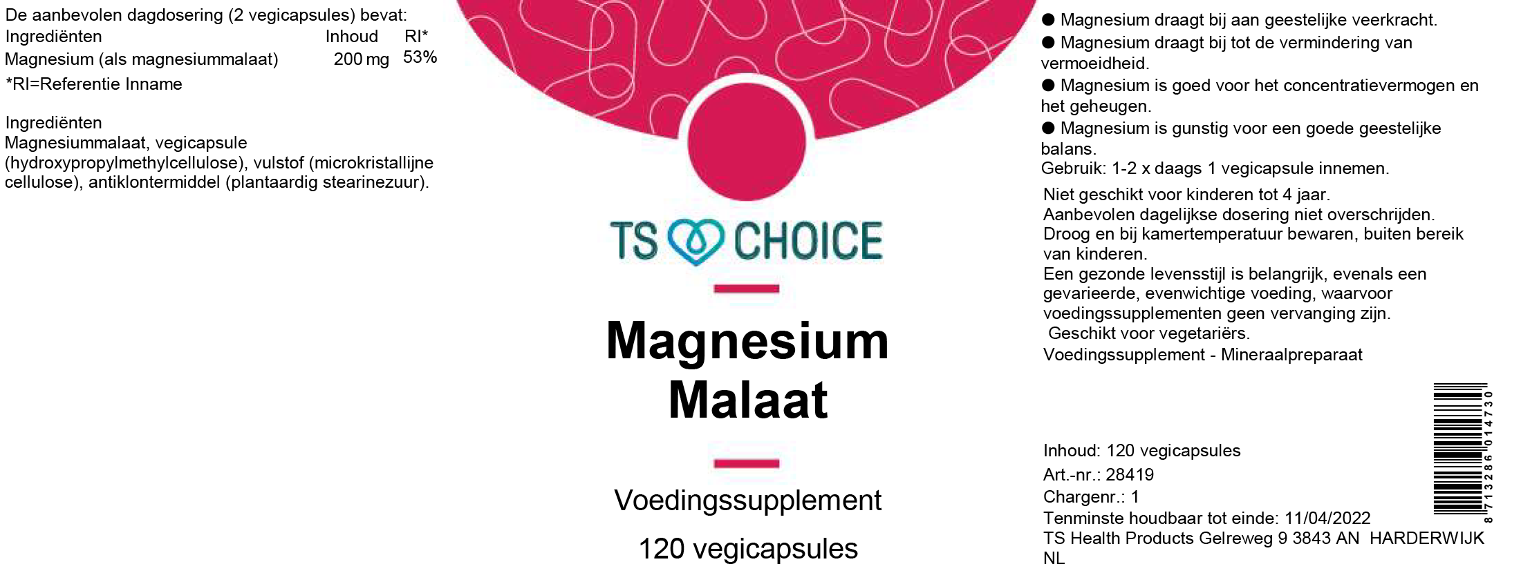TS Choice Magnesium malate, 120 vcaps